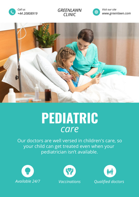 Pediatric Care Services Offer Poster A3 – шаблон для дизайна