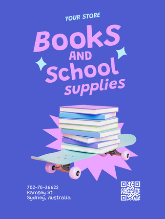 Books and School Supplies Sale Offer Poster 36x48in Design Template