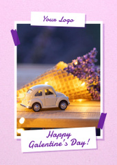 Galentine's Day Greeting with Cute Decorations in Purple Frame
