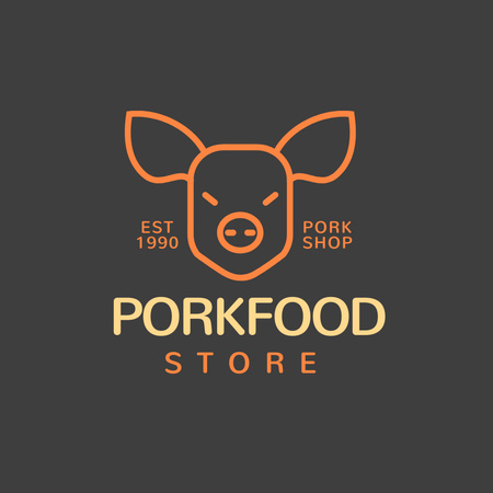 Pork Food Store Logo Design Template