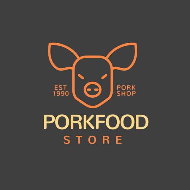 Pork Food Store Logo Tasarım Şablonu