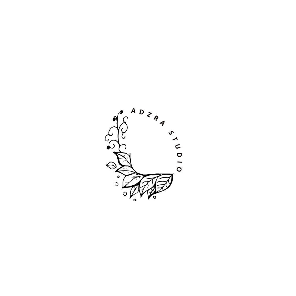 Emblem of Beauty Studio with Plant Sketch Logo 1080x1080pxデザインテンプレート