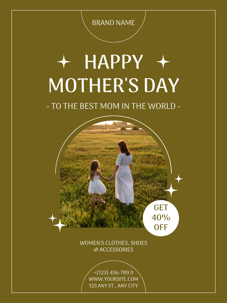 Mom with Daughter in Field on Mother's Day Poster US – шаблон для дизайну