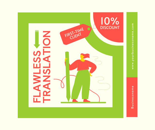 Client-focused Translation Service Offer With Discounts Facebook Design Template