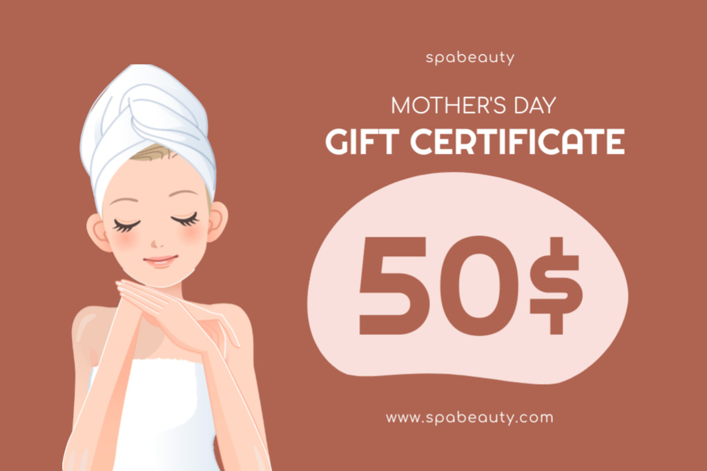 SPA Treatment Offer on Mother's Day Gift Certificate Design Template