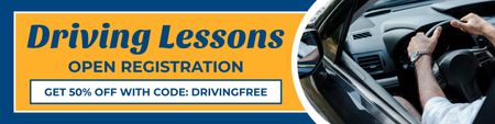 Platilla de diseño Affordable Driving Lessons With Registration And Discount Twitter