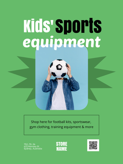Kids' Sports Equipment Sale Offer Poster US Πρότυπο σχεδίασης