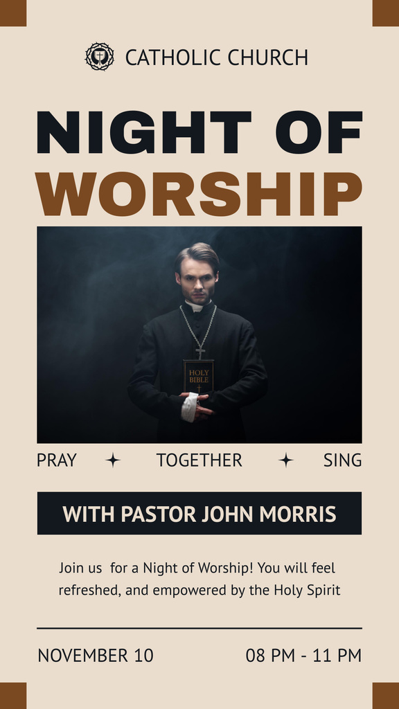 Night of Worship Announcement Instagram Story Šablona návrhu