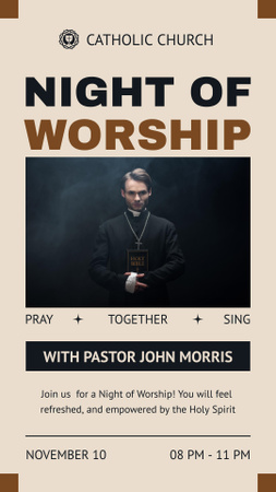 Ontwerpsjabloon van Instagram Story van Night of Worship Announcement