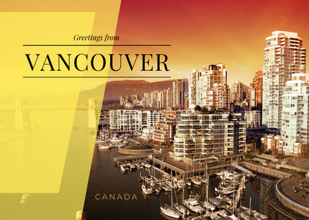 Vancouver city view Postcard Design Template