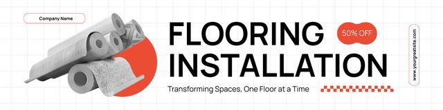 Ontwerpsjabloon van Twitter van Services of Flooring Installation with Ad of Samples
