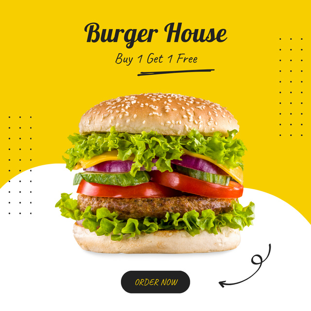 Yummy Burger Promo From Burgerhouse Offer Instagram Design Template