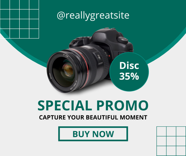 Professional Photography Camera for Sale Facebook Design Template