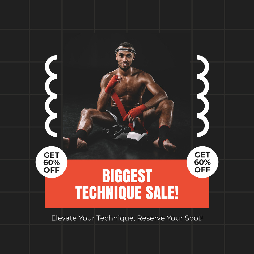 Discount Offer on Boxing Class with Fighter Instagram AD Design Template