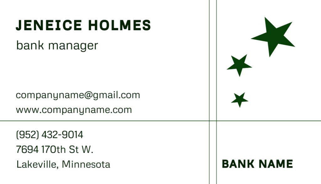 Bank Manager Contacts Business Card US tervezősablon