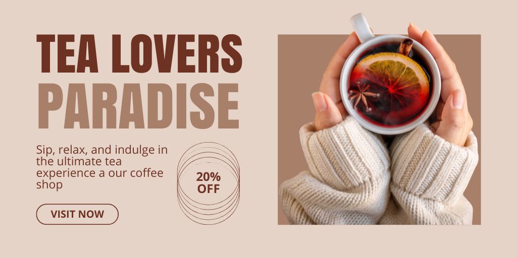Hot Lemon Tea With Discount In Coffee Shop Twitter Design Template