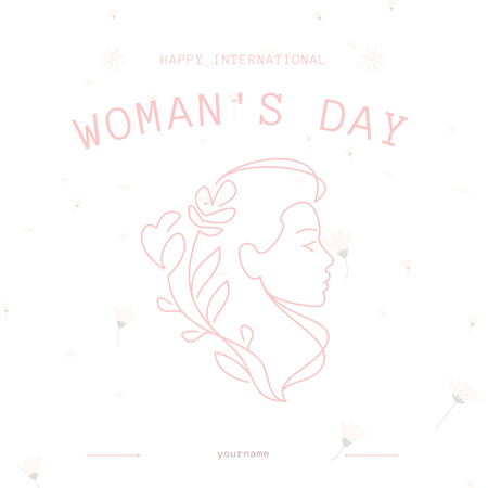Ontwerpsjabloon van Instagram van Mooie schets van vrouw op Vrouwendag