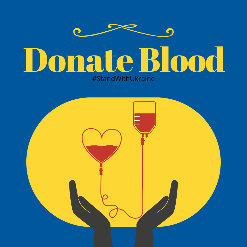 Template di design Call to Donate Blood and Stand Together with Ukraine Instagram