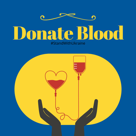 Designvorlage Aufruf, Blut zu spenden und mit der Ukraine zusammenzustehen für Instagram