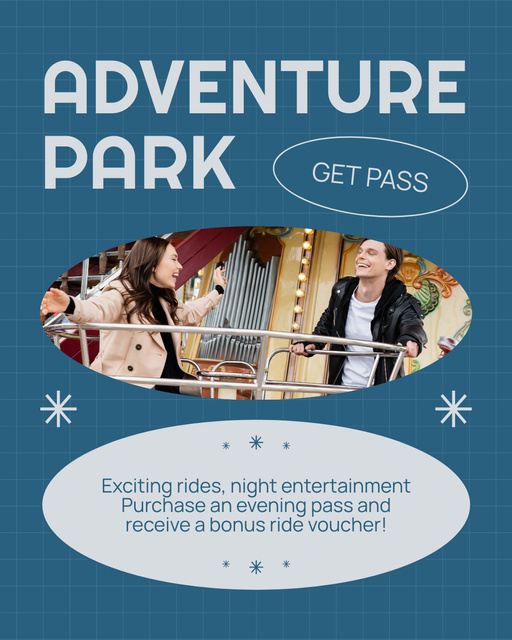 Exciting Rides And Voucher Pass For Amusement Park Instagram Post Vertical – шаблон для дизайна