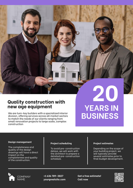 Professional Construction Company Services Poster Šablona návrhu