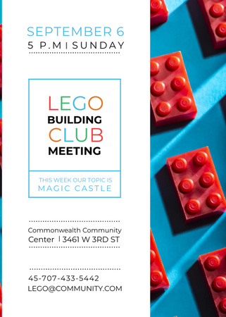 Lego Building Club meeting Constructor Bricks Flayer Design Template