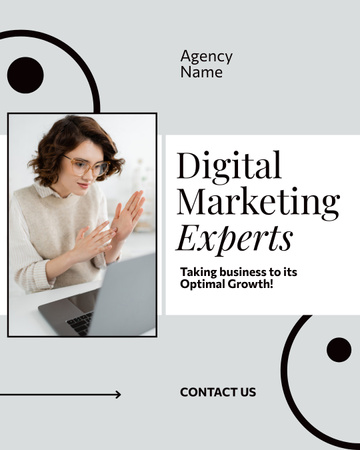 Kínáljon szakértő digitális marketingmegoldásokat gyönyörű üzletasszonnyal Instagram Post Vertical tervezősablon