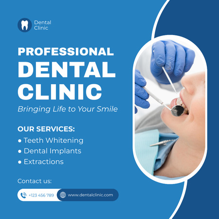 Patient on Dental Procedure in Clinic Instagram Design Template