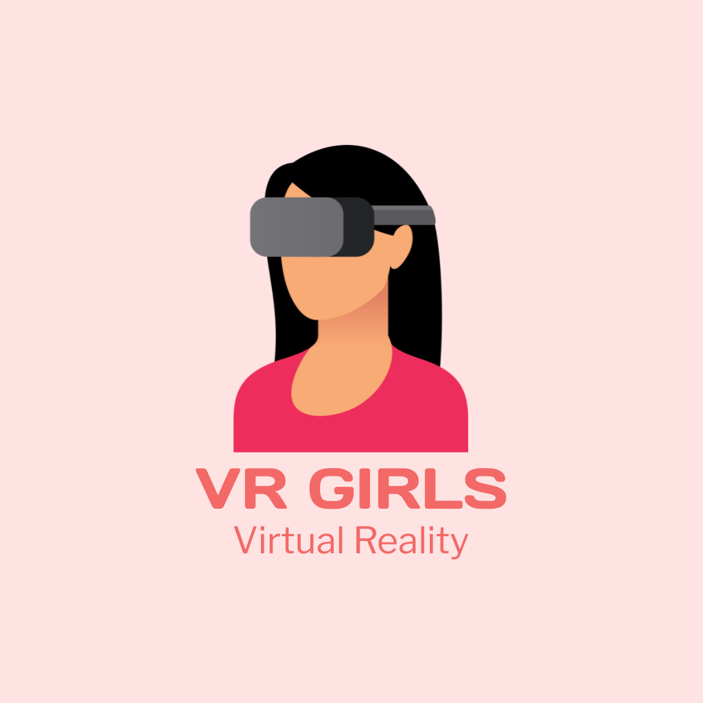 Girl in Virtual Reality Glasses Logo tervezősablon