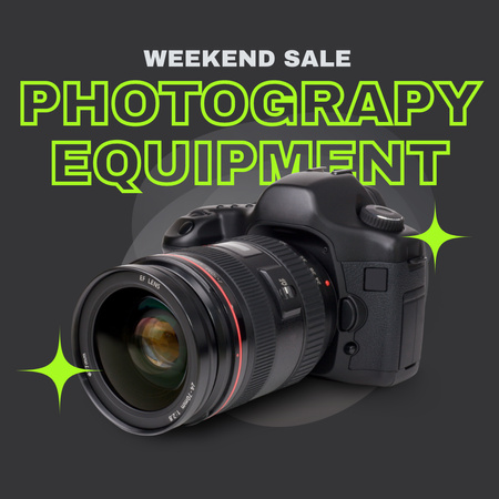 Weekend Sale of Photography Equipment Instagram Design Template