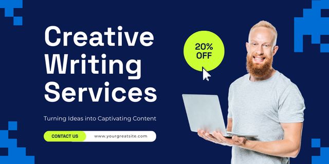 Impressive Discounts For Efficient Writing Service Twitter Design Template