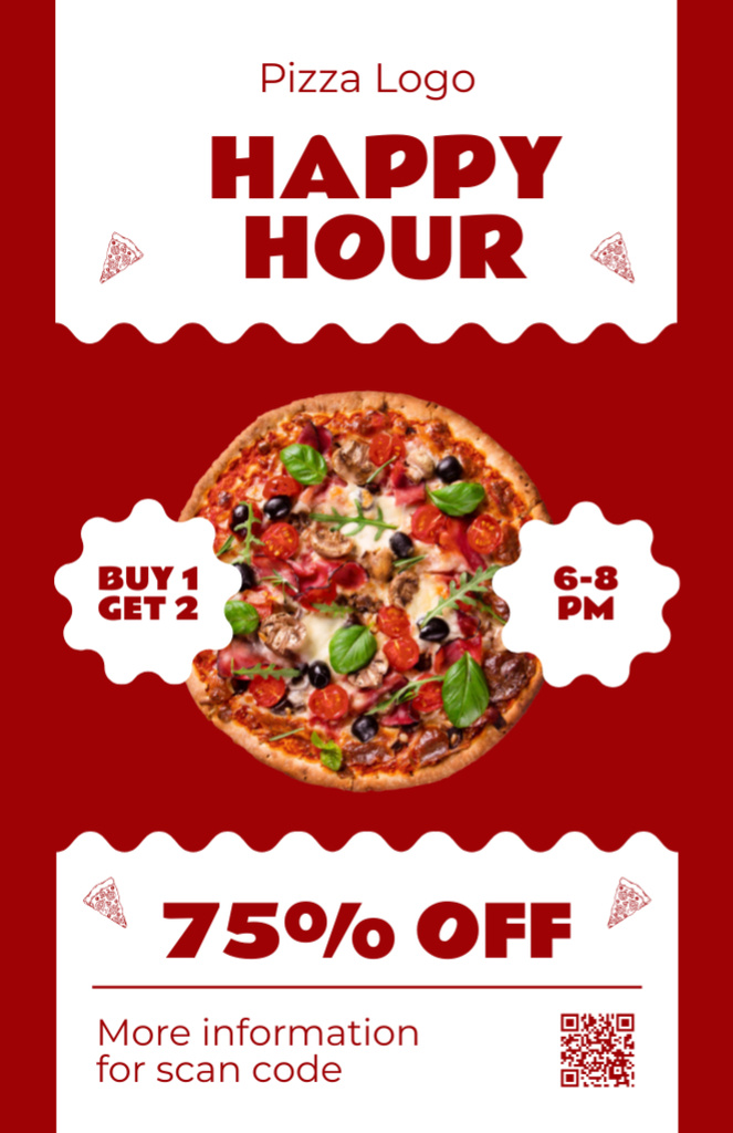 Promotional Offer Discount on Crispy Pizza Recipe Card Šablona návrhu