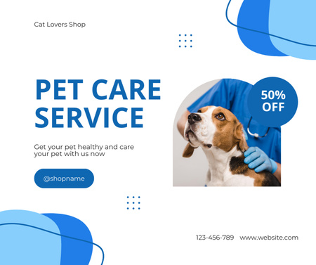 Veterinary Clinic Service Offers on White Facebook Design Template