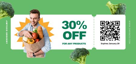 Grocery Store Discount Offer on All Products Coupon Din Large Design Template