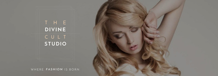 Designvorlage Fashion Studio Ad Blonde Woman in Casual Clothes für Tumblr