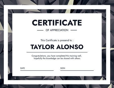 Award of Appreciation on Bright Texture Certificate Modelo de Design