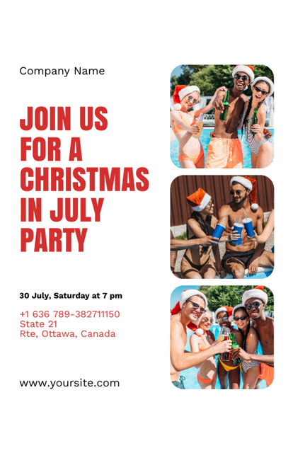 Heartwarming Collage with Merry Christmas Pool Party In July Flyer 5.5x8.5in Design Template