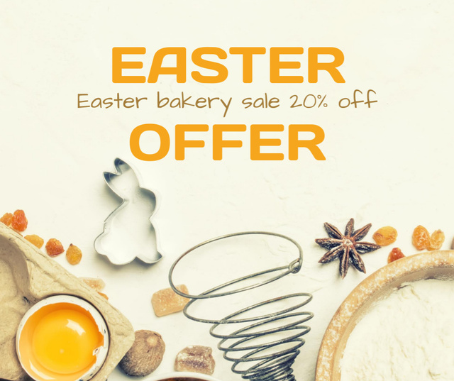 Wonderful Easter Holiday Bakery Sale Offer Facebook Modelo de Design