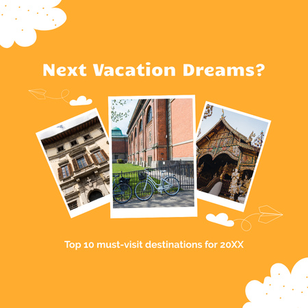 Vacation Destination And Sightseeing According To Social Media Trends Instagram Design Template
