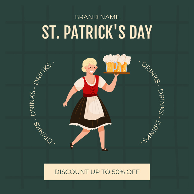St. Patrick's Day Beverage Discount Announcement Instagramデザインテンプレート