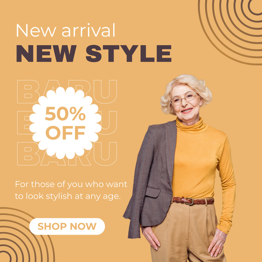 Template di design Age-Friendly Fashion Style Outfits With Discount Instagram