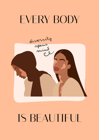 Phrase about Beauty of Diversity on Beige Poster Design Template