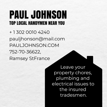 Handyman Services Ad with City Buildings Silhouette Square 65x65mm Design Template