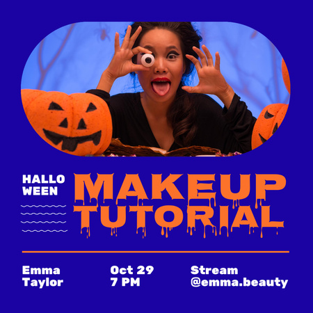 Designvorlage Halloweens Make-up-Tutorial-Werbung für Instagram