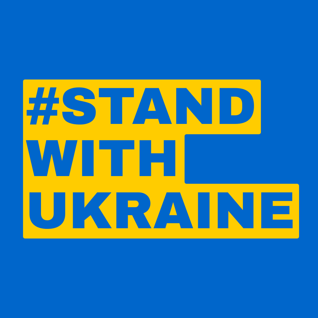 Stand with Ukraine in National Flag Colors Logo Šablona návrhu