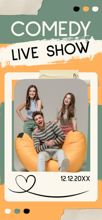 Designvorlage Promo einer Comedy-Live-Show mit jungen Leuten für Snapchat Moment Filter