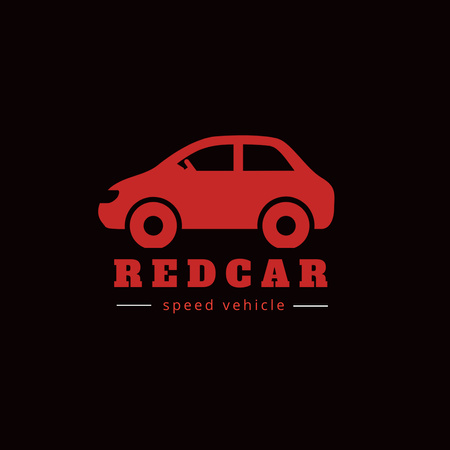 Emblem with Illustration of Red Car Logo 1080x1080px Modelo de Design
