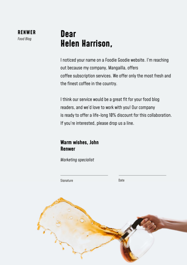 Coffee subscription services offer Letterheadデザインテンプレート