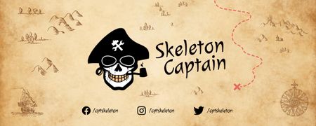 Pirate's Skull Game Character Twitch Profile Banner Πρότυπο σχεδίασης