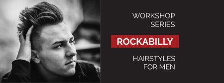 Hairstyles for Men Workshop Series Announcement Facebook cover Modelo de Design